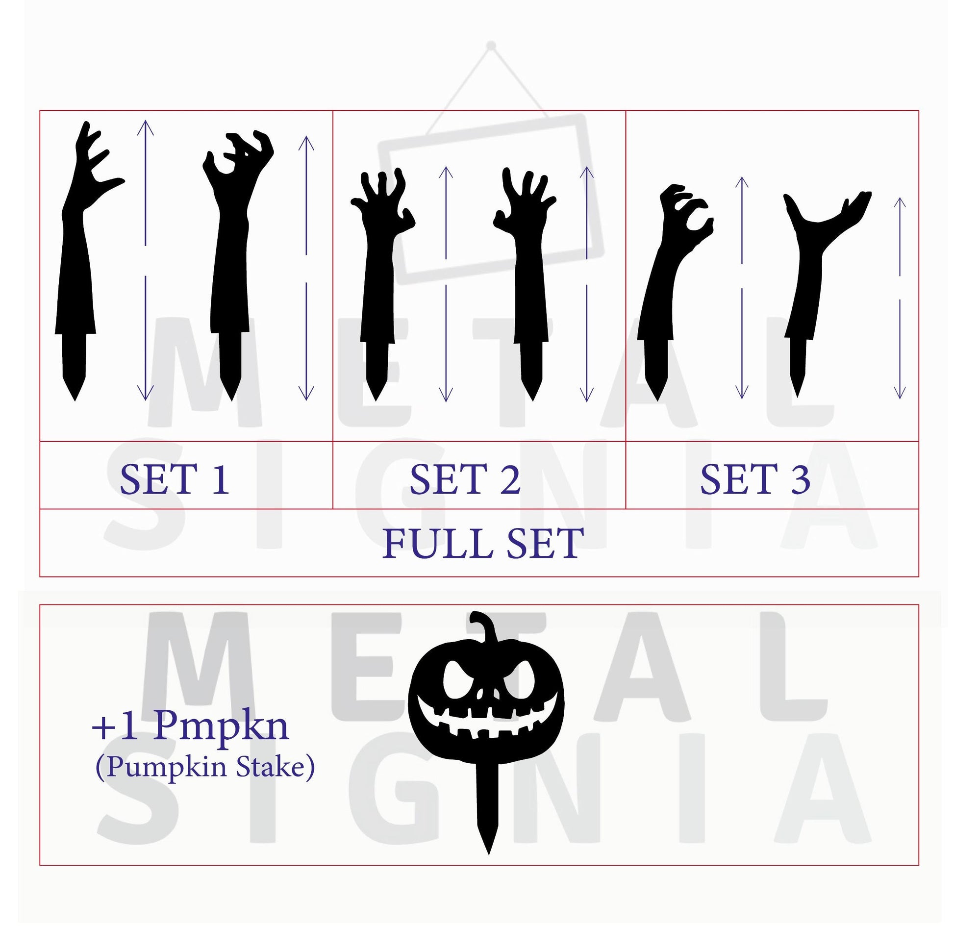 Zombie Hands Metal Decor and Pumpkin Stake, Metal Halloween Yard Stakes, Halloween Zombie Decor, Halloween Decor, Halloween Garden Sign