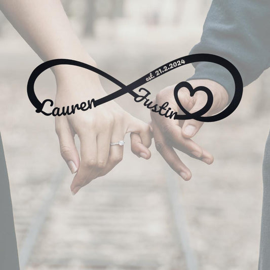 Personalized Gift for The Couple, Infinity Metal Sign, Gift for Girlfriend Wife Parents Wedding, Metal Est. infinity Sign, Door Hanger
