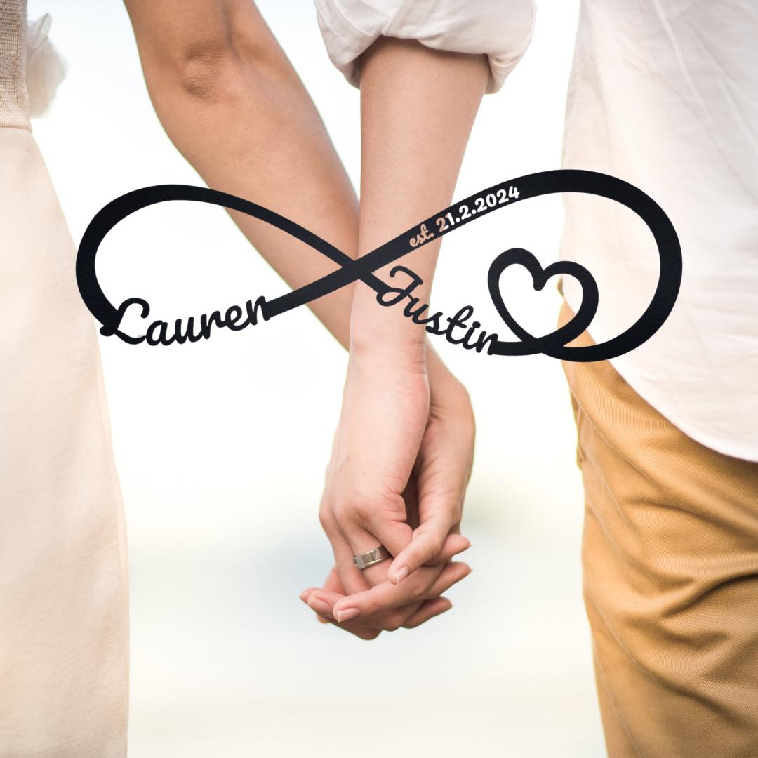 Personalized Gift for The Couple, Infinity Metal Sign, Gift for Girlfriend Wife Parents Wedding, Metal Est. infinity Sign, Door Hanger