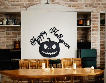 Custom Metal Jack-O-Lantern Sign - Halloween Pumpkin Wall Decor - Indoor/Outdoor Waterproof Metal Art - Spooky Holiday Decoration