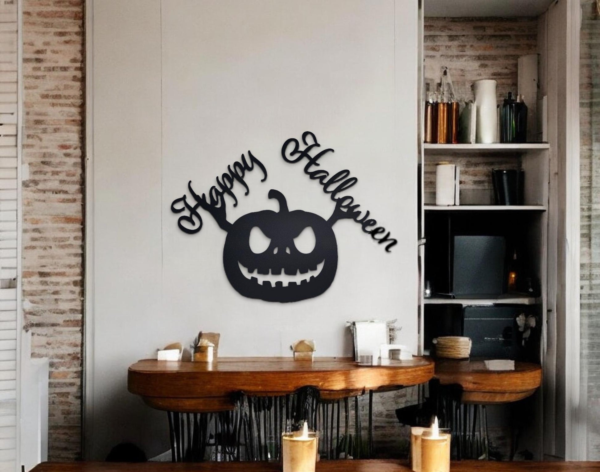 Custom Metal Jack-O-Lantern Sign - Halloween Pumpkin Wall Decor - Indoor/Outdoor Waterproof Metal Art - Spooky Holiday Decoration