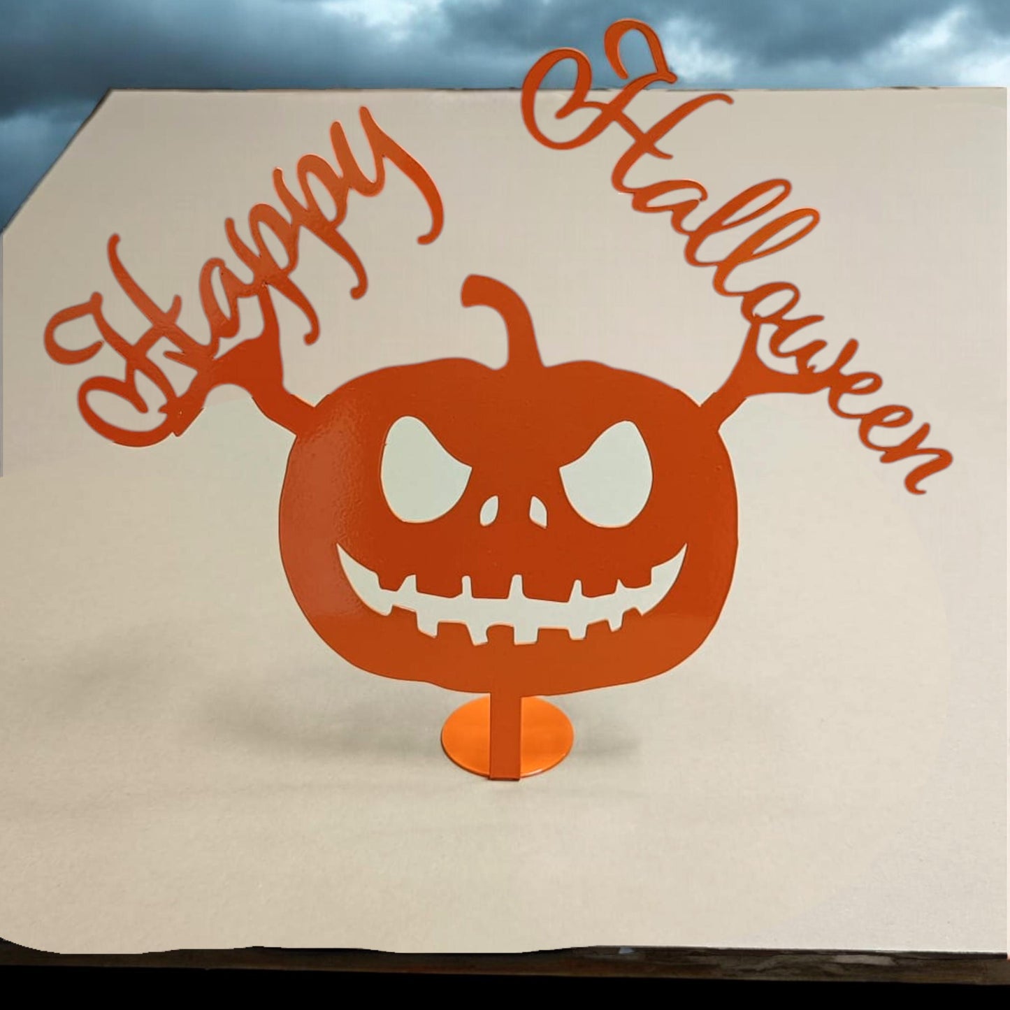 Custom Metal Jack O Lantern Desktop, Personalized Halloween Pumpkin Sign, Spooky Desk Decor, Metal Pumpkin Office Art, Pumpkin tabletop