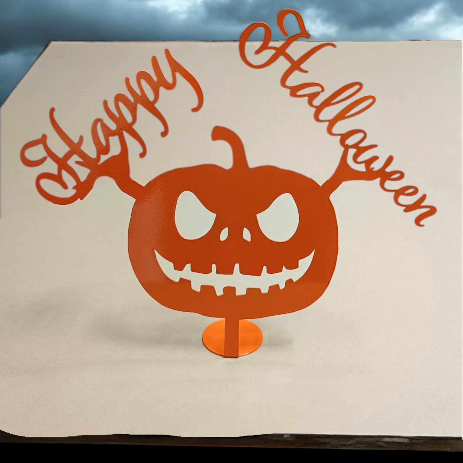Custom Metal Jack O Lantern Desktop, Personalized Halloween Pumpkin Sign, Spooky Desk Decor, Metal Pumpkin Office Art, Pumpkin tabletop