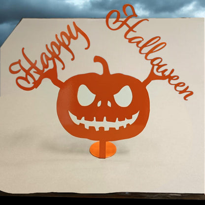 Custom Metal Jack O Lantern Desktop, Personalized Halloween Pumpkin Sign, Spooky Desk Decor, Metal Pumpkin Office Art, Pumpkin tabletop
