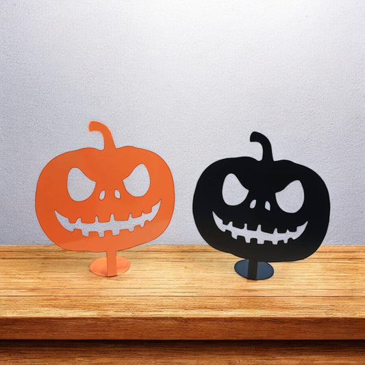 Custom Metal Jack-O-Lantern Desktop Ornament | Halloween Pumpkin Decor | Spooky Tabletop Decoration | Personalized Halloween Centerpiece