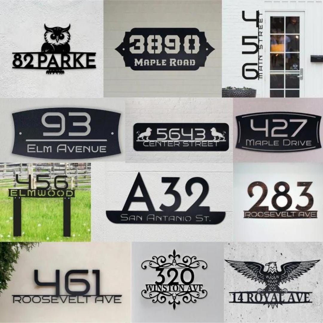 Custom Address Sign for House, House Number, Street Sign Plaque, Address Plaque, Metal House Number, Personalized Address Signs