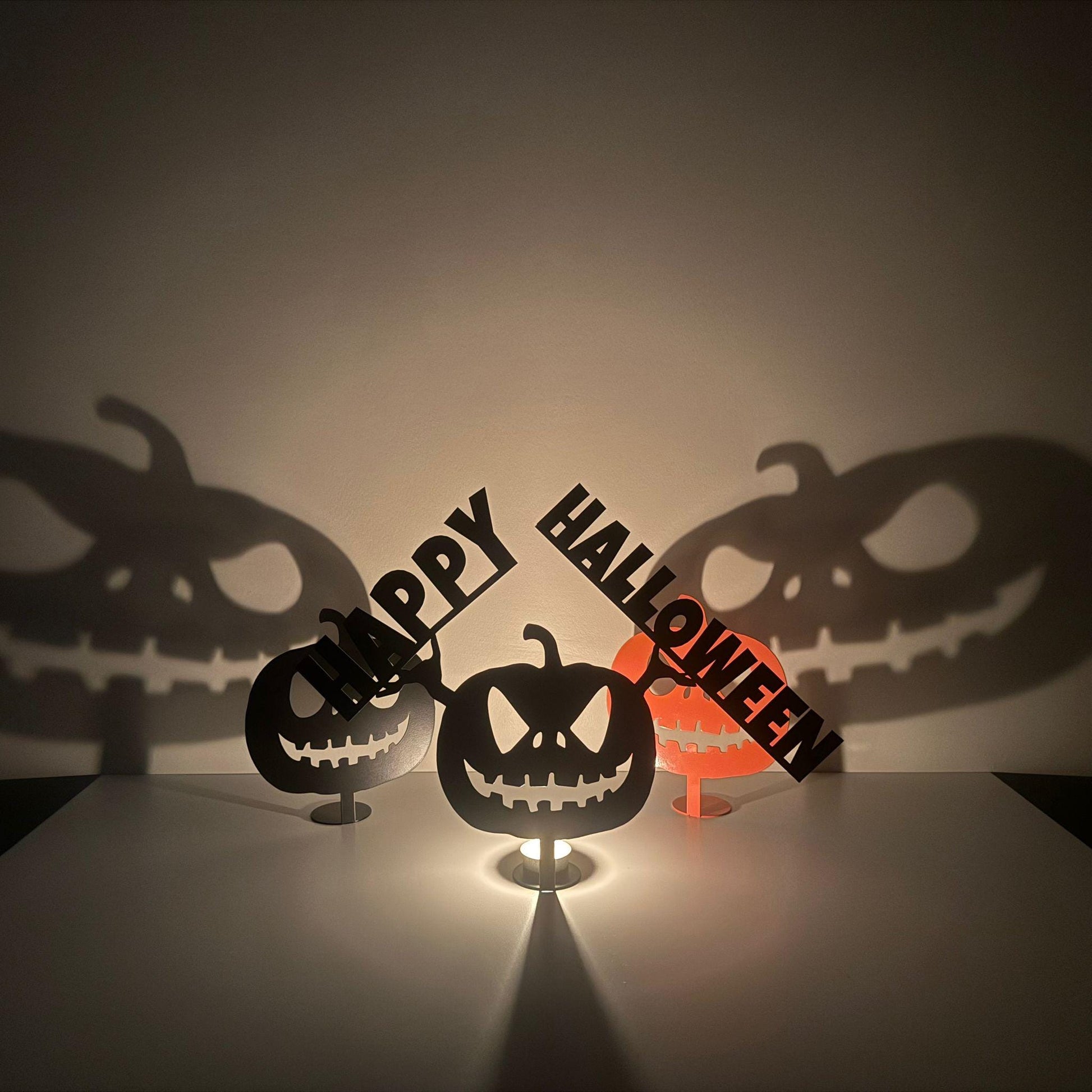 Custom Metal Jack-O-Lantern Desktop Ornament | Halloween Pumpkin Decor | Spooky Tabletop Decoration | Personalized Halloween Centerpiece