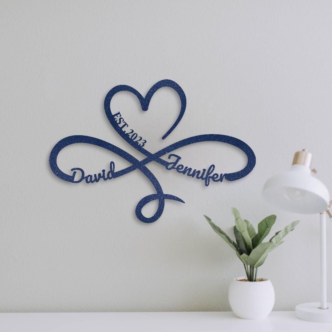 Eternal Love Symbol Metal Sign, Valentines Day Gift, Personalized Heart Infinity Sign, Anniversary Wedding Fiance Girlfriend Wife Gift