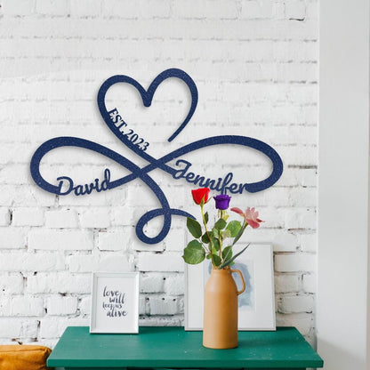 Eternal Love Symbol Metal Sign, Valentines Day Gift, Personalized Heart Infinity Sign, Anniversary Wedding Fiance Girlfriend Wife Gift