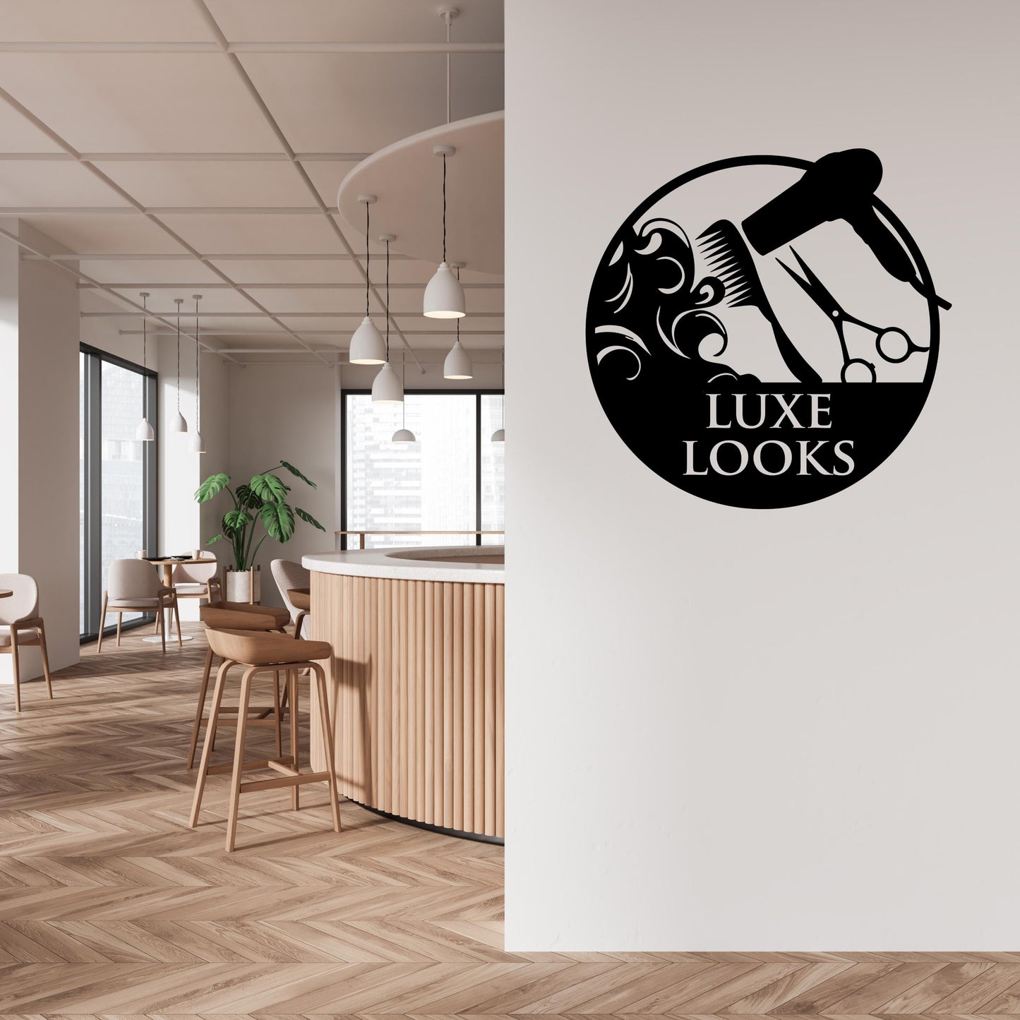 Personalized Hair Dresser Metal Sign, Custom Hair Stylist Name Sign, Woman Face Beauty Center Metal Wall Decor, Barber Shop Store Sign