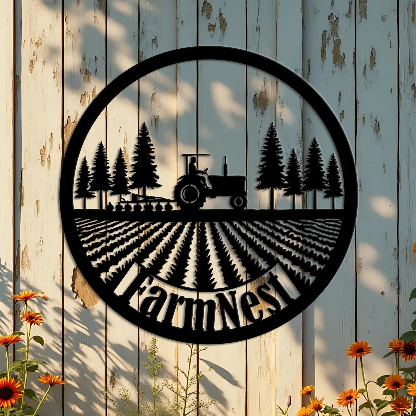 Personalized Metal Farm Sign, Ranch Barn Sign, Custom Name Text , Farmer Gift, Farmhouse Tractor Decor, Large Farm Sign, Logo Available
