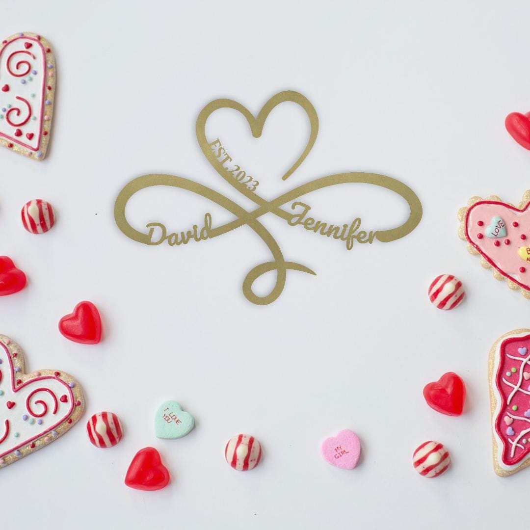 Eternal Love Symbol Metal Sign, Valentines Day Gift, Personalized Heart Infinity Sign, Anniversary Wedding Fiance Girlfriend Wife Gift