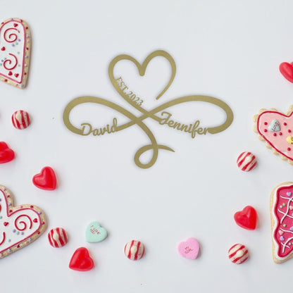 Eternal Love Symbol Metal Sign, Valentines Day Gift, Personalized Heart Infinity Sign, Anniversary Wedding Fiance Girlfriend Wife Gift