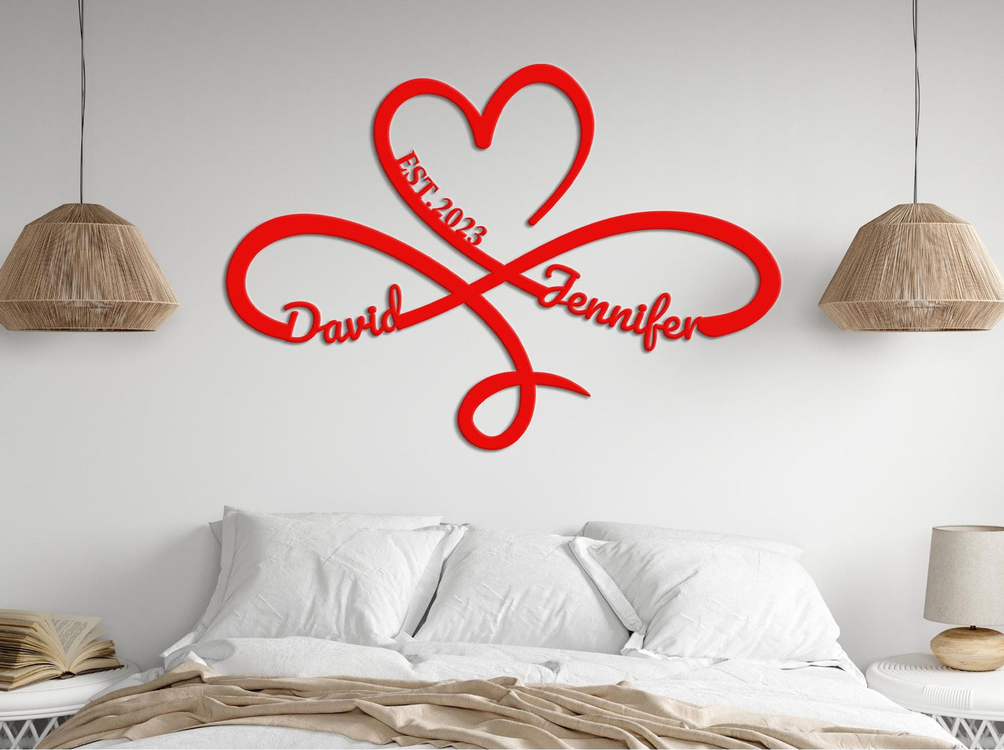 Eternal Love Symbol Metal Sign, Mothers Day Gift, Personalized Heart Infinity Sign, Parents Anniversary Fiance Girlfriend Wife Mom Gift