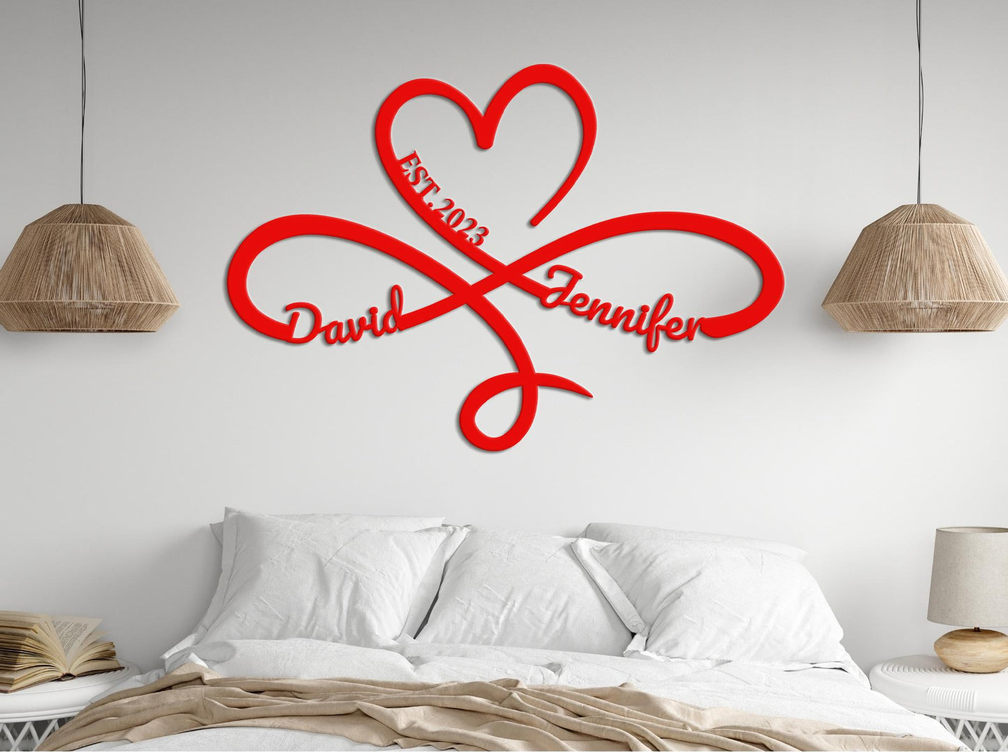 Eternal Love Symbol Metal Sign, Valentines Day Gift, Personalized Heart Infinity Sign, Anniversary Wedding Fiance Girlfriend Wife Gift