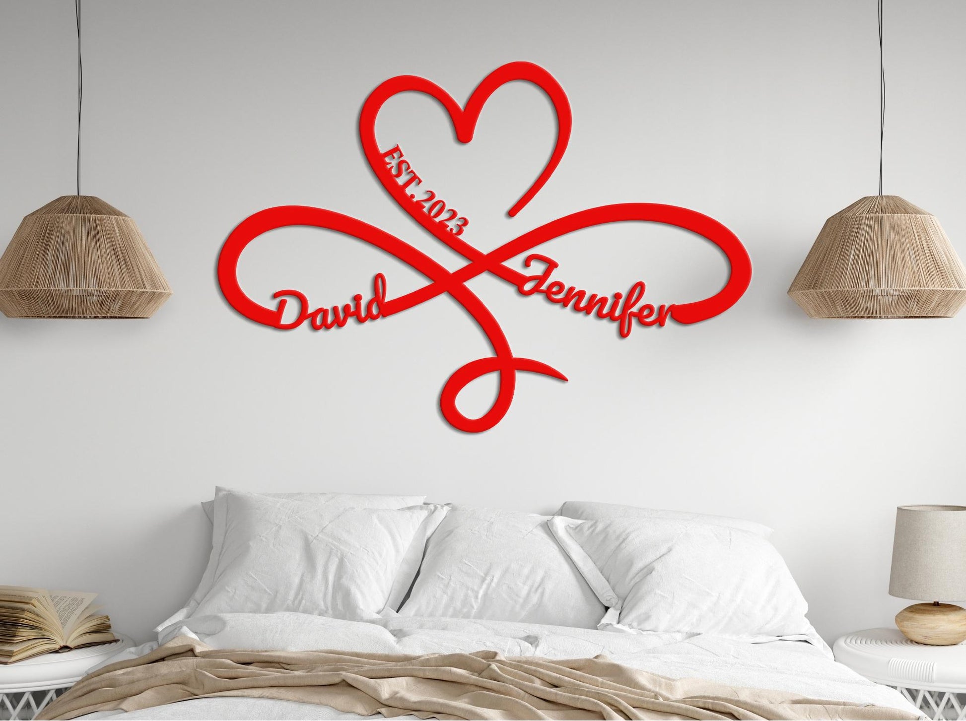Eternal Love Symbol Metal Sign, Valentines Day Gift, Personalized Heart Infinity Sign, Anniversary Wedding Fiance Girlfriend Wife Gift
