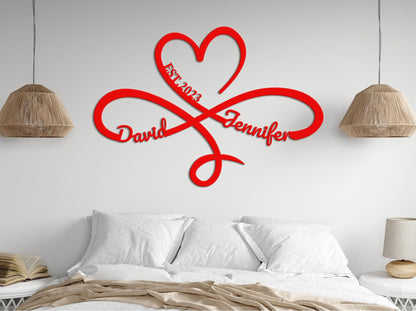 Eternal Love Symbol Metal Sign, Valentines Day Gift, Personalized Heart Infinity Sign, Anniversary Wedding Fiance Girlfriend Wife Gift