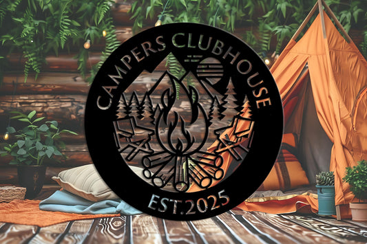 Custom Camping Metal Sign, Personalized Camping Outdoor Deco, Campfire Sign, Campsite Sign, Camper Decor, Fire Pit Sign, Metal Wall Art