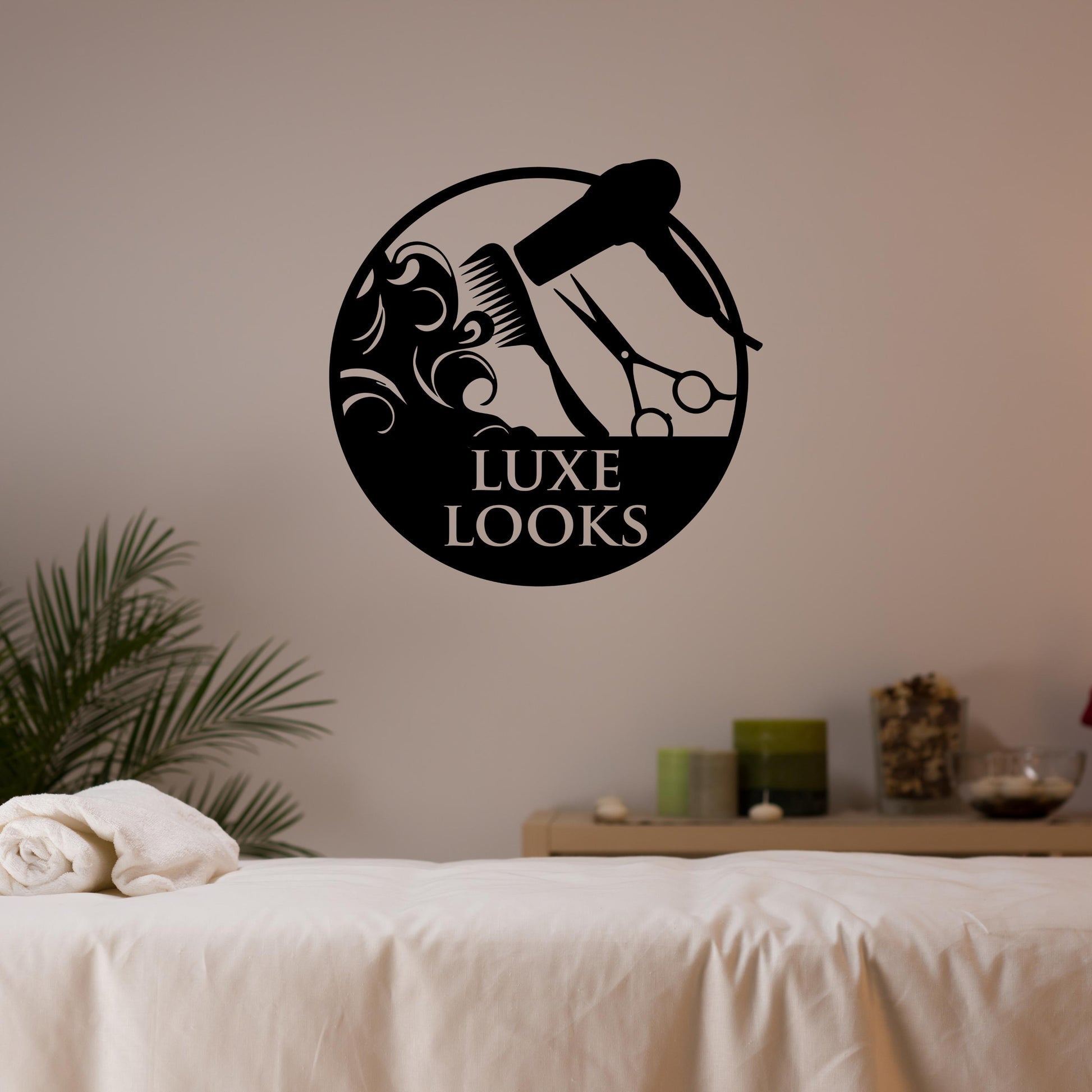 Personalized Hair Dresser Metal Sign, Custom Hair Stylist Name Sign, Woman Face Beauty Center Metal Wall Decor, Barber Shop Store Sign