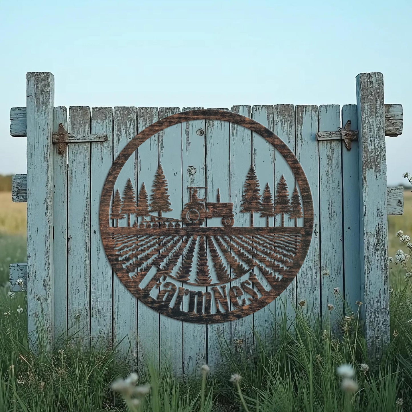 Personalized Metal Farm Sign, Ranch Barn Sign, Custom Name Text , Farmer Gift, Farmhouse Tractor Decor, Large Farm Sign, Logo Available