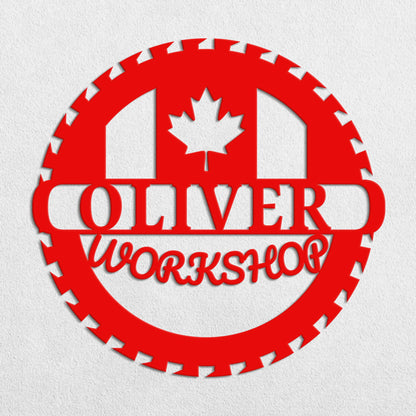 Custom Metal Workshop Sign with Canada Flag, Canadian Flag Garage Sign, Canada Symbol Sign, Gift for Dad Grandpa, Gift for Canadian