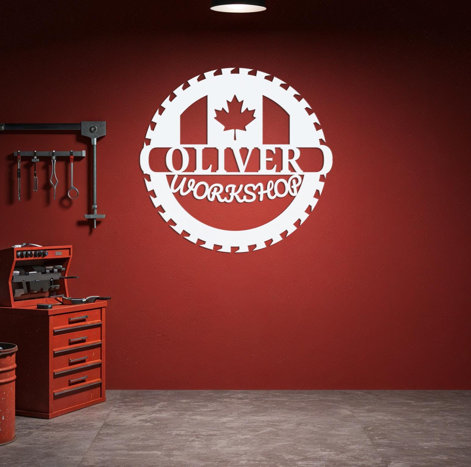 Custom Metal Workshop Sign with Canada Flag, Canadian Flag Garage Sign, Canada Symbol Sign, Gift for Dad Grandpa, Gift for Canadian