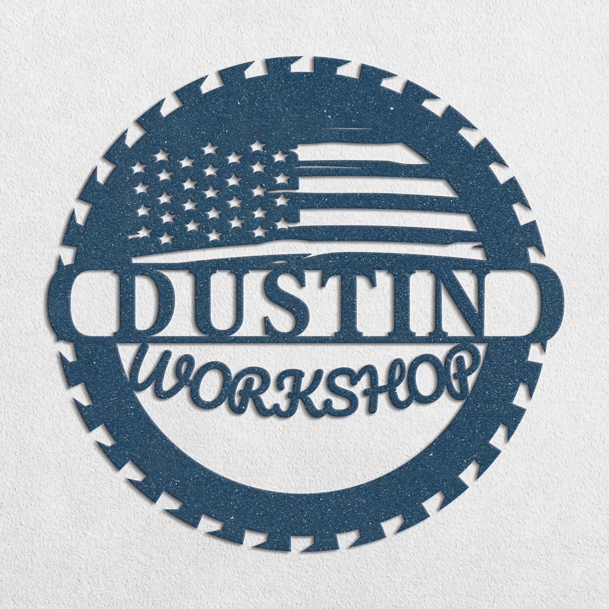 Custom Metal Workshop Garage Sign with US Flag, American Flag Sign, Personalized Gift for Dad Grandpa, Veteran Gifts