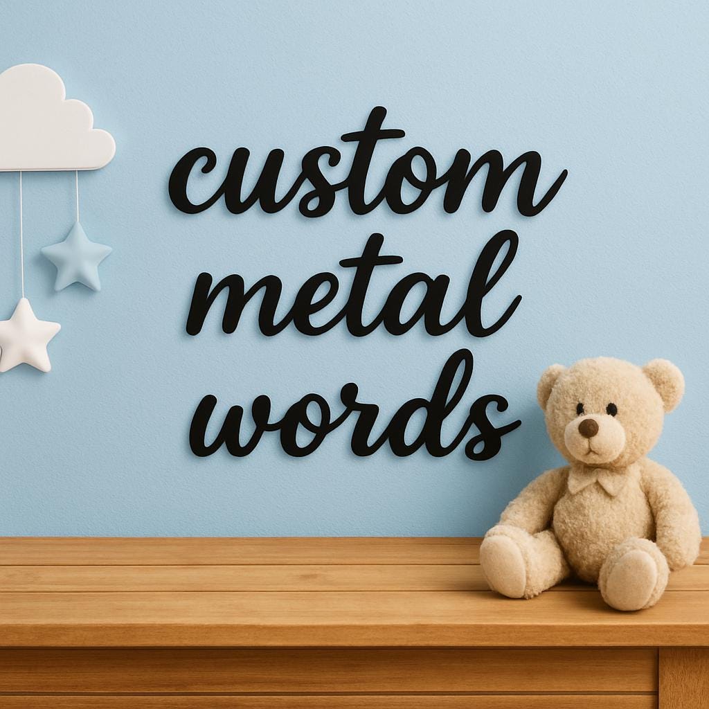 Custom Metal Name Sign Personalized Metal Word Sign for Nursery, Wall Decor, Metal Letters, Baby Nursery Name Sign, Your Custom Text